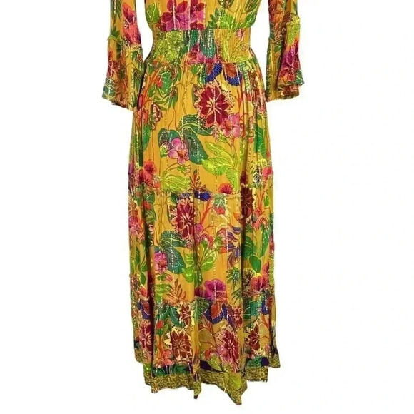 Me 2 Magic Maxi Dress Women S Brown Multi Floral Long Sleeve Anthropologie NEW - Picture 7 of 11